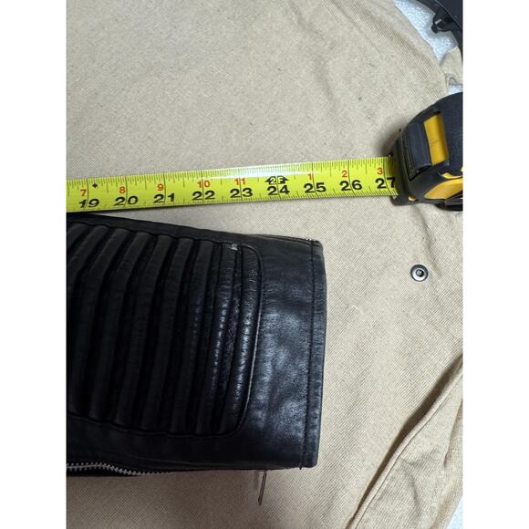 IK Leather Jacket Mens Large Black Biker Moto Asymmetrical Zip Quilted Ribbed - Picture 12 of 16